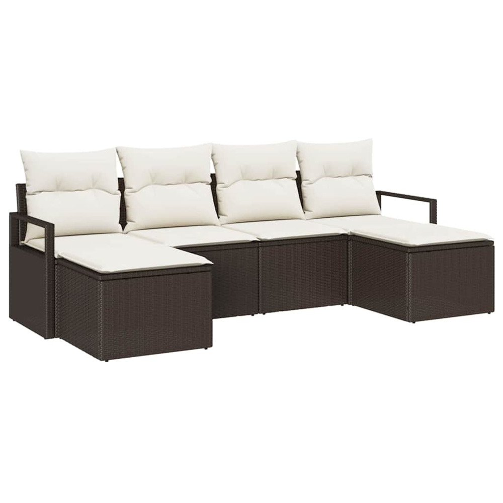 Ensemble de canapé de jardin avec coussin 6 pcs marron et crème