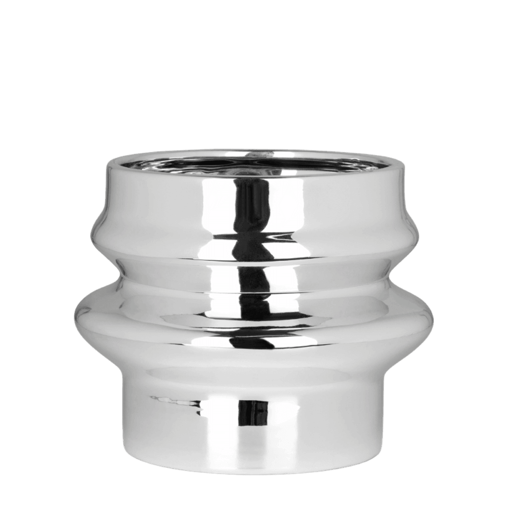Cache-pot chrome double argenté effet miroir - ø9 cm x h10,5 cm