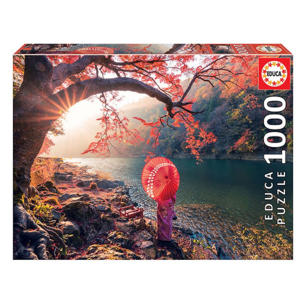 Puzzle lever de soleil sur le fleuve katsura, japon - 1000 pcs - educa borras