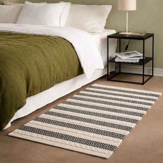 Tapis descente de lit en coton rayé 110x60cm
