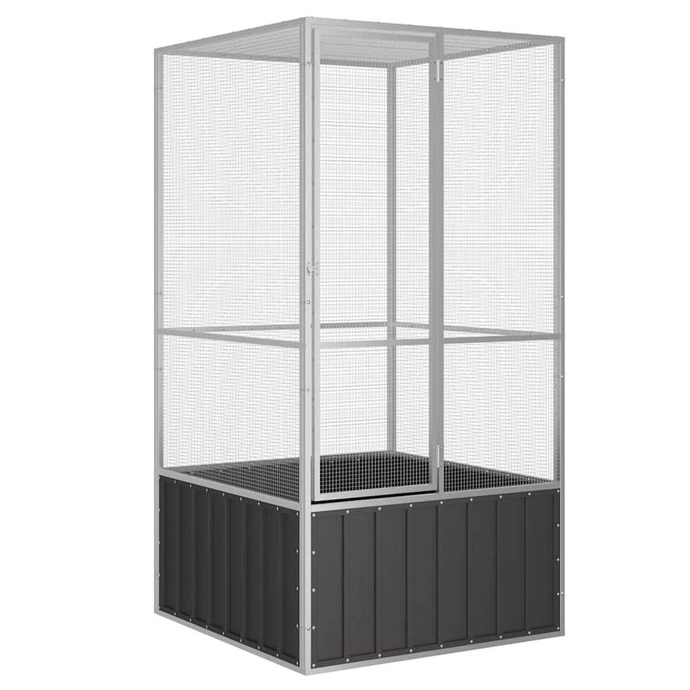 Cage à oiseaux anthracite 111x107x211,5 cm acier galvanisé
