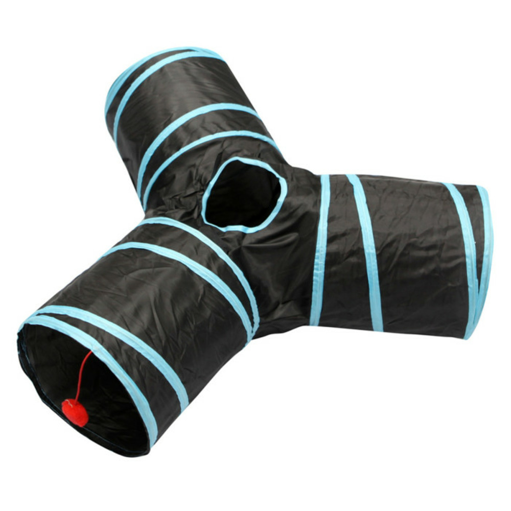 Jouet pour chat tunnel de jeu 70cm bleu