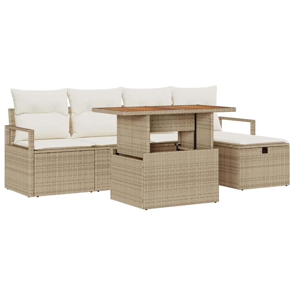 Ensemble de canapé de jardin 6 pc beige polyrotin