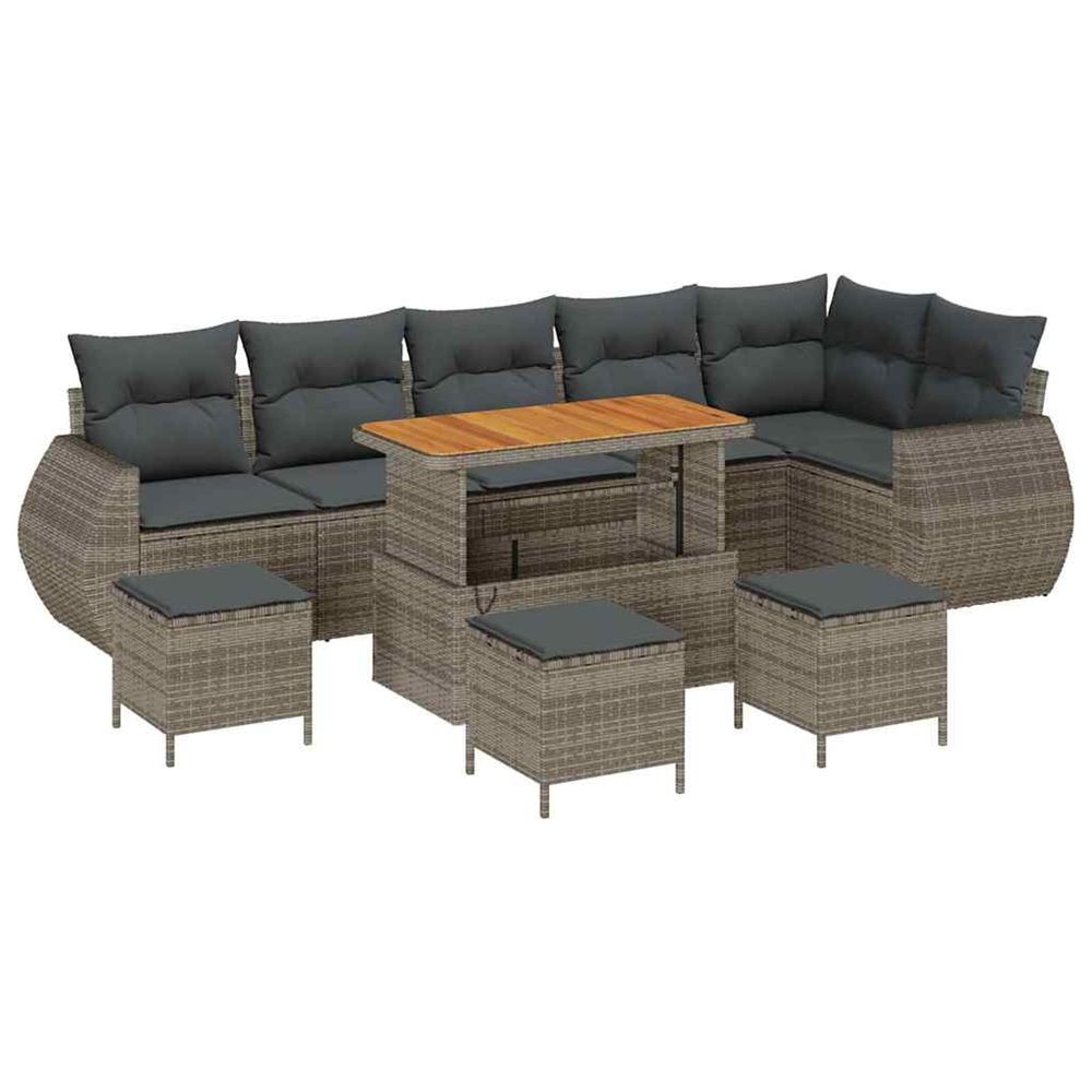Ensemble de canapé de jardin 10 pc gris polyrotin