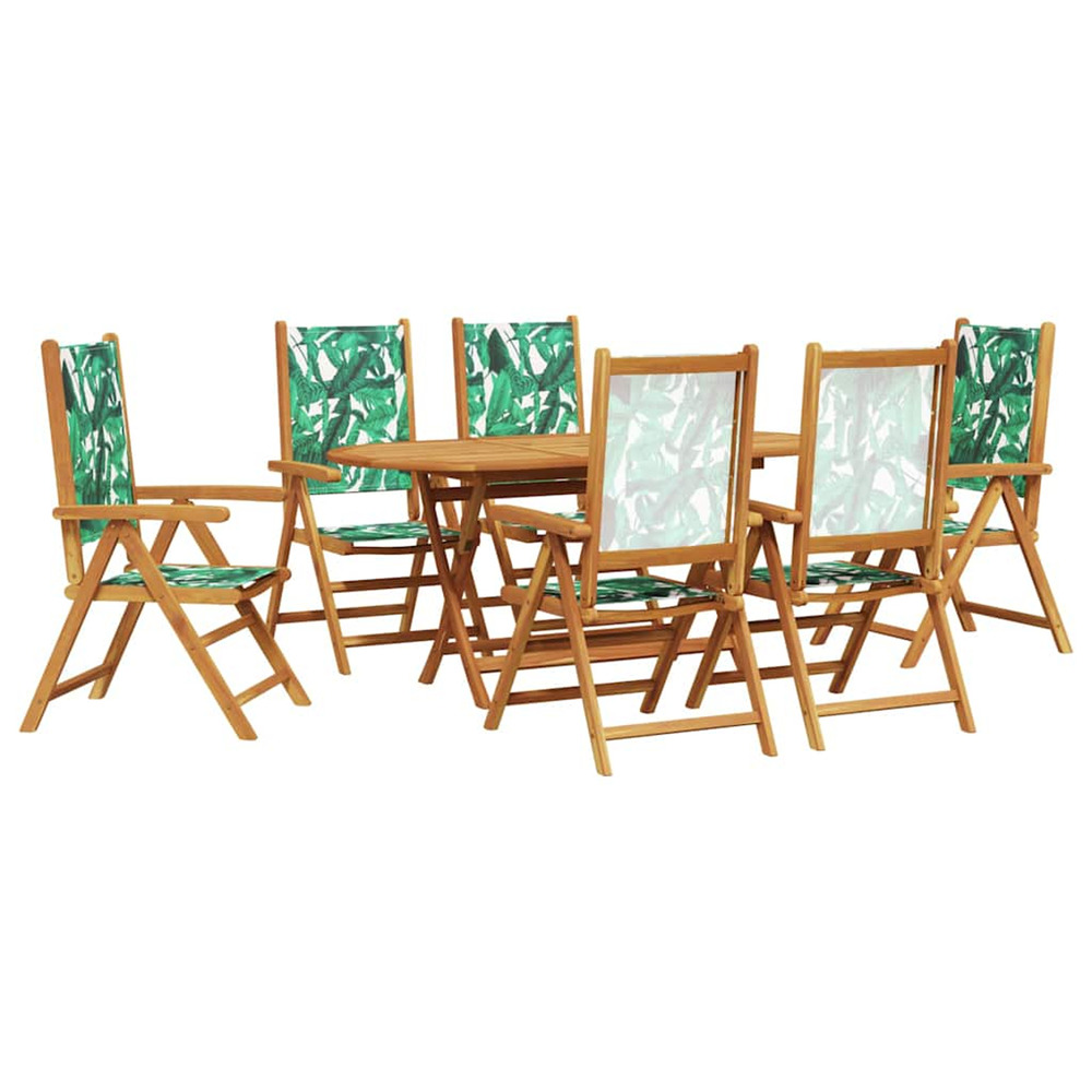 Ensemble de salle à manger pour jardin 7 pcs motif feuille