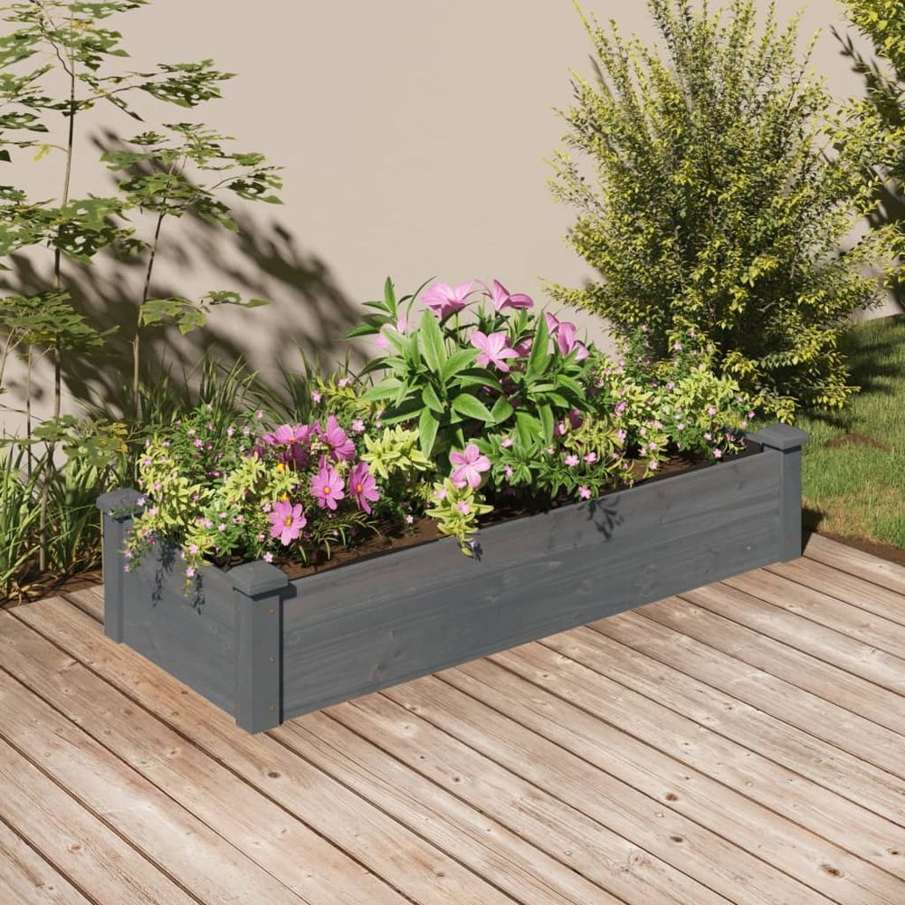 Bac à potager en bois de sapin gris 120x45x25cm, jardinière de culture avec doublure incluse