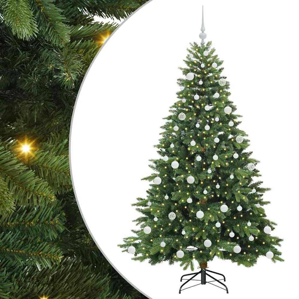 Sapin de noël artificiel avec 300 led vert 180 cm pe et pvc