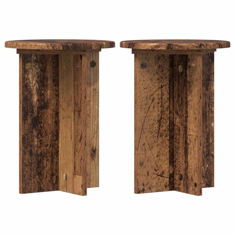 Support de plante 2 pièces bois ancien ø29,5 x 40 cm