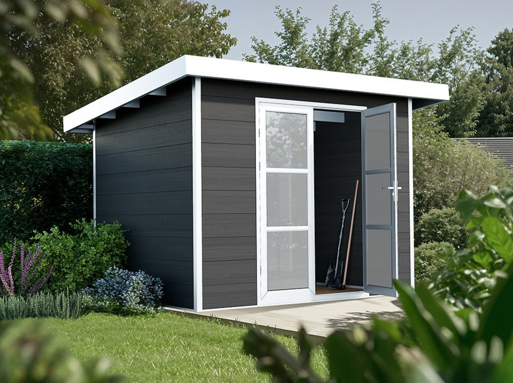 Abri de jardin composite alma - 5m2 - gris/blanc - cabane de jardin