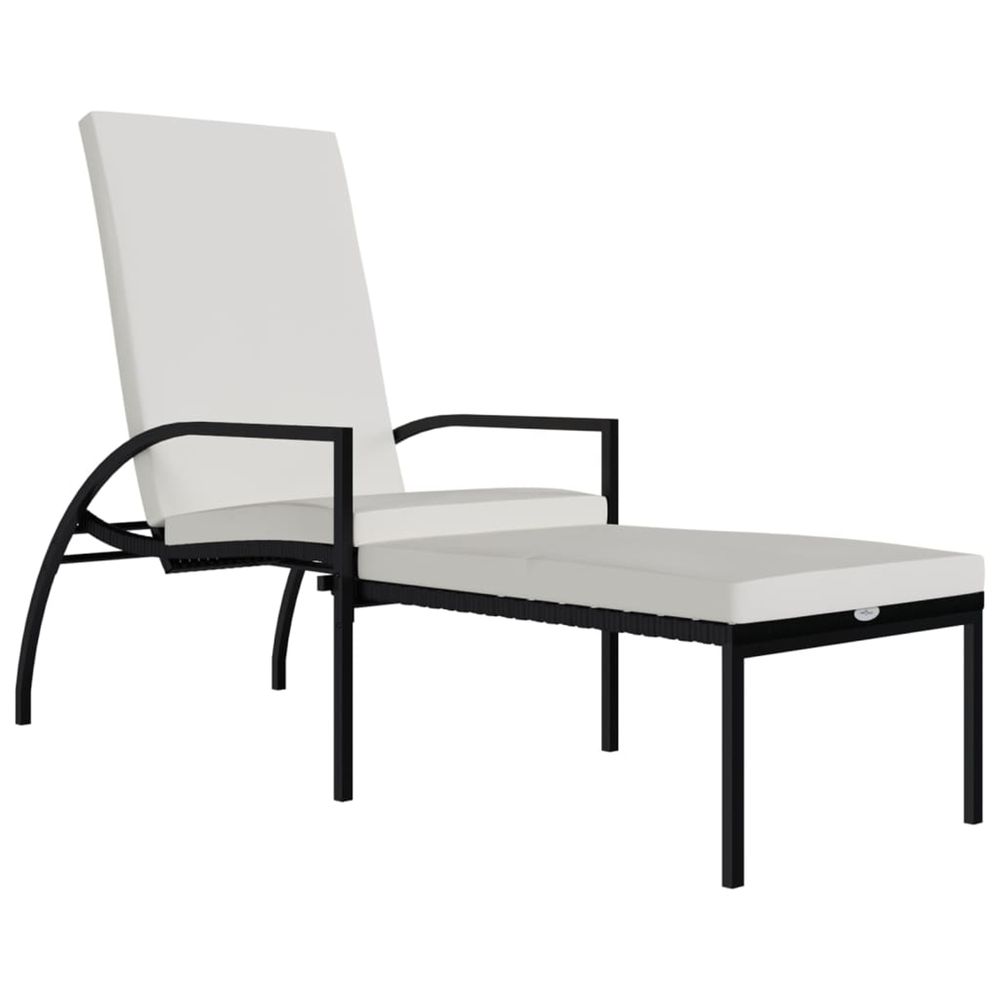 Chaise longue avec repose-pied résine tressée noir bain de soleil