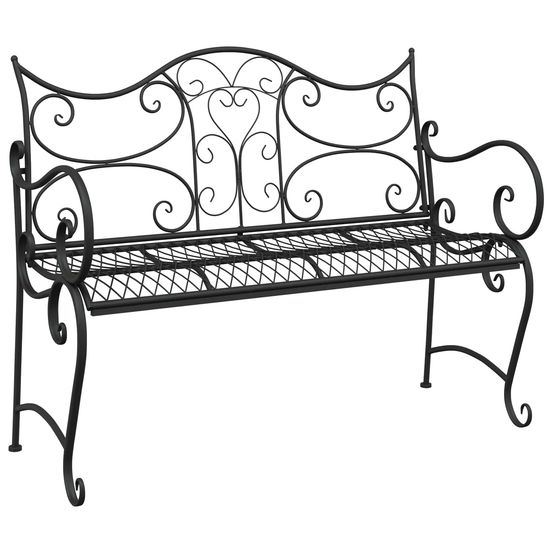 Banc de jardin 2 -places 114 x 54 x 90 cm acier noir