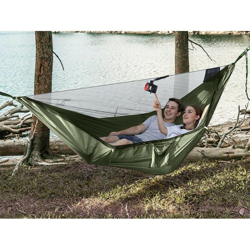 Hamac parachute vert armée avec moustiquaire