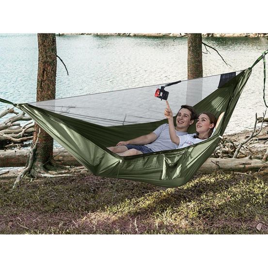 Hamac parachute vert armée avec moustiquaire