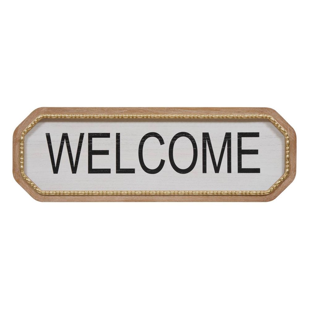 Décoration murale welcome 26x78cm blanc