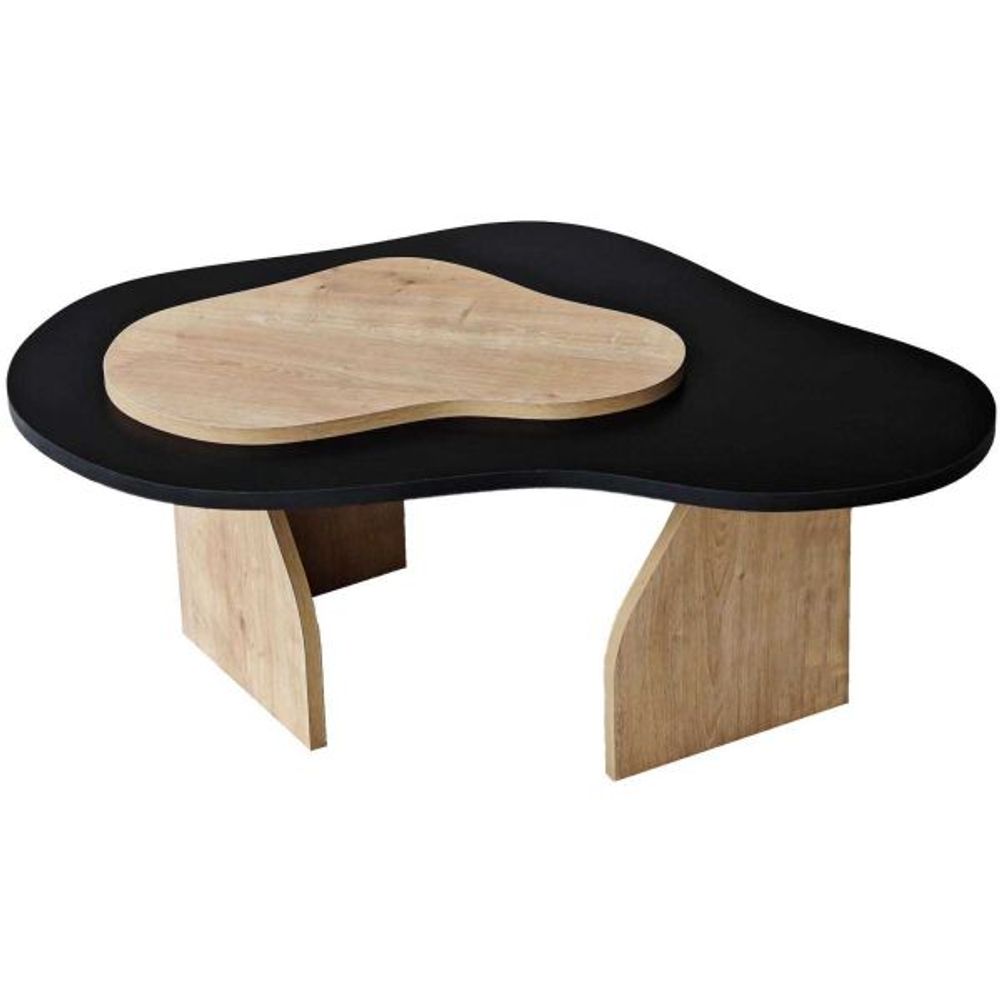 Table basse en aggloméré melted noir, chêne