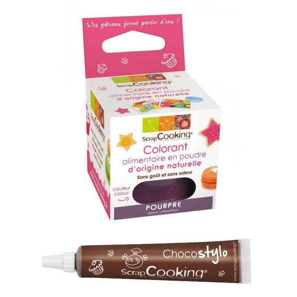 Stylo chocolat + colorant alimentaire naturel pourpre