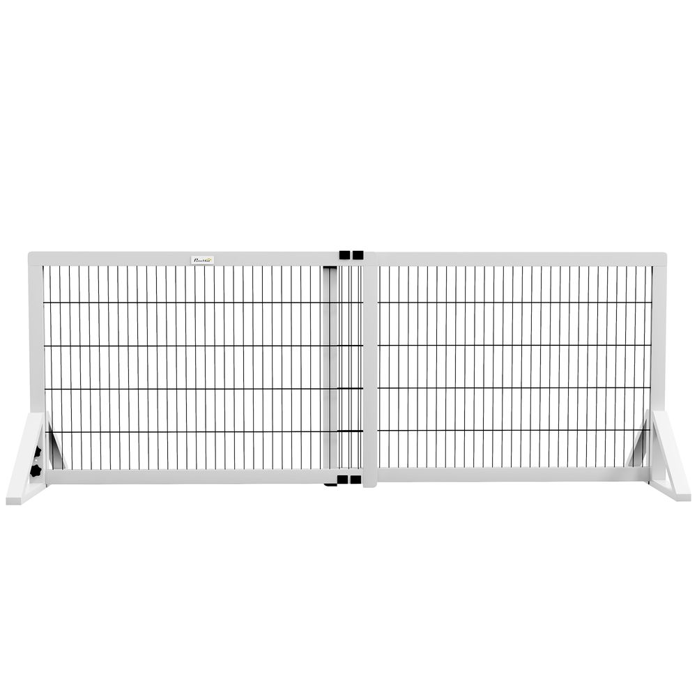 Barrière autoportante bois pin chiens intérieur longueur réglable 181x67cm blanc