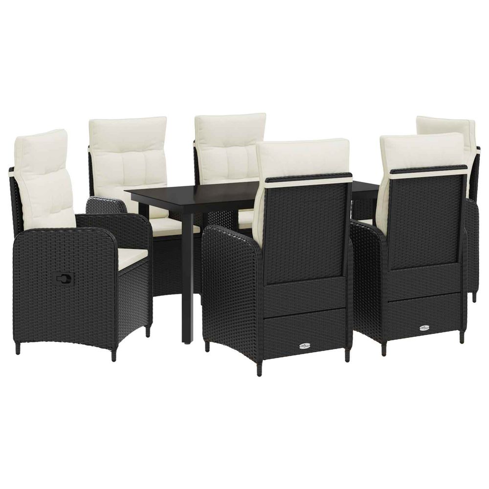 Ensemble de salle à manger pour jardin 7 pc noir et blanc crème