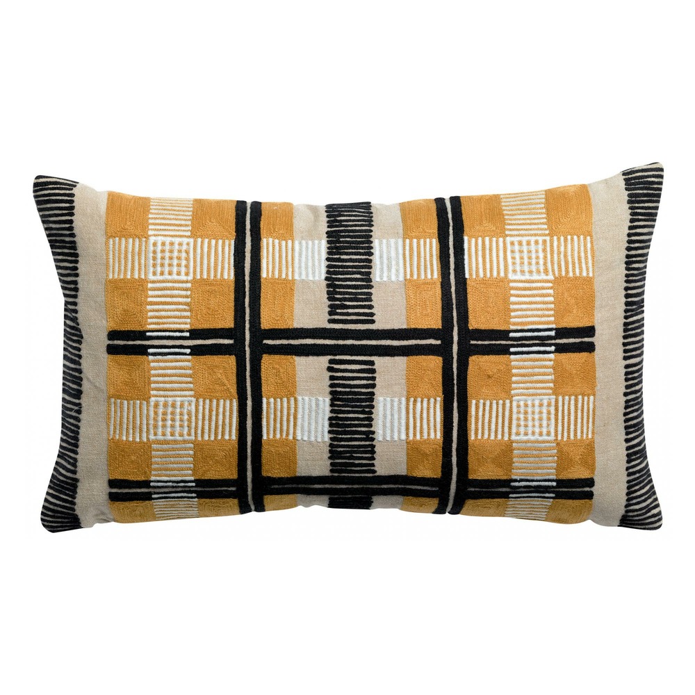 Coussin eden brodé ocre 30 x 50 cm