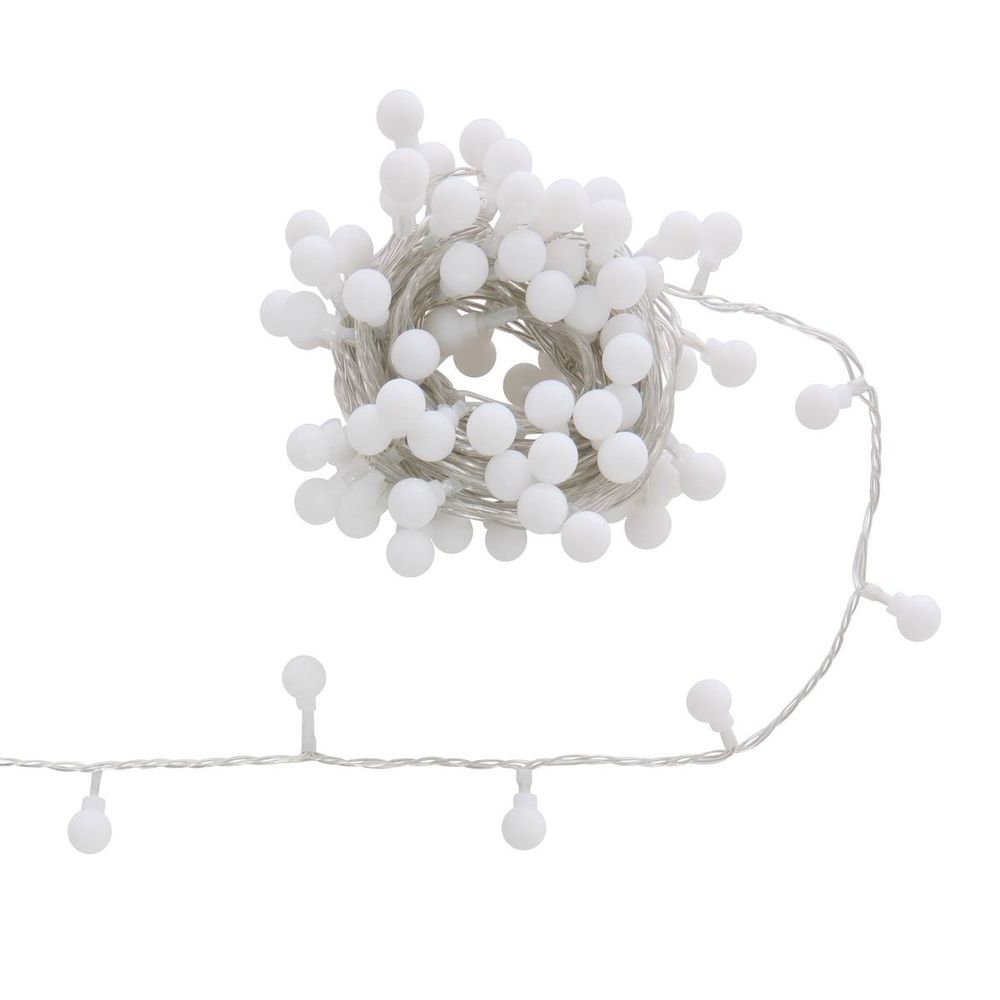 Guirlande lumineuse boules d'extérieur 7,5 m 100 led blanc froid 13 fonctions sur secteur