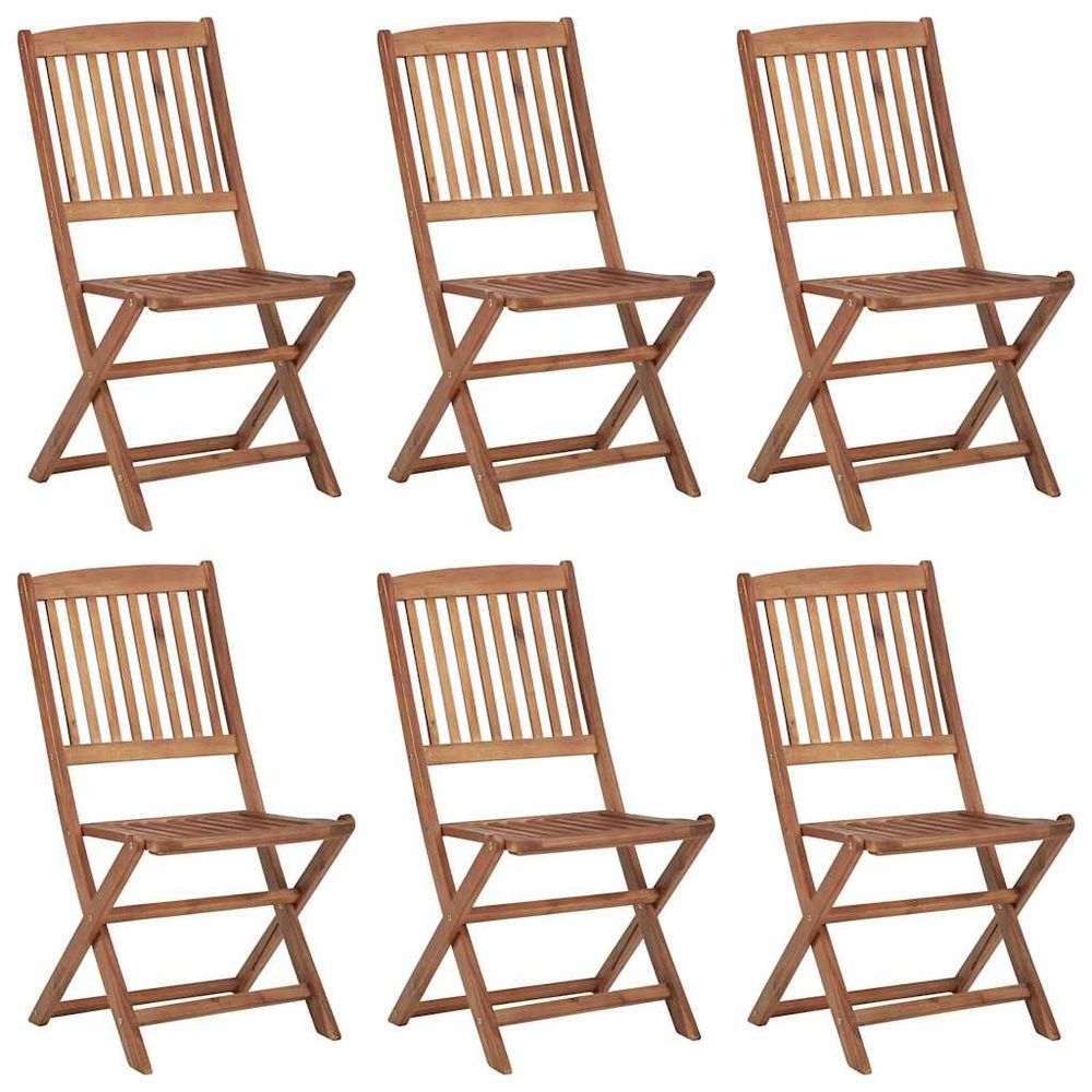 Chaises pliantes 6 pièces en bois d'acacia massif