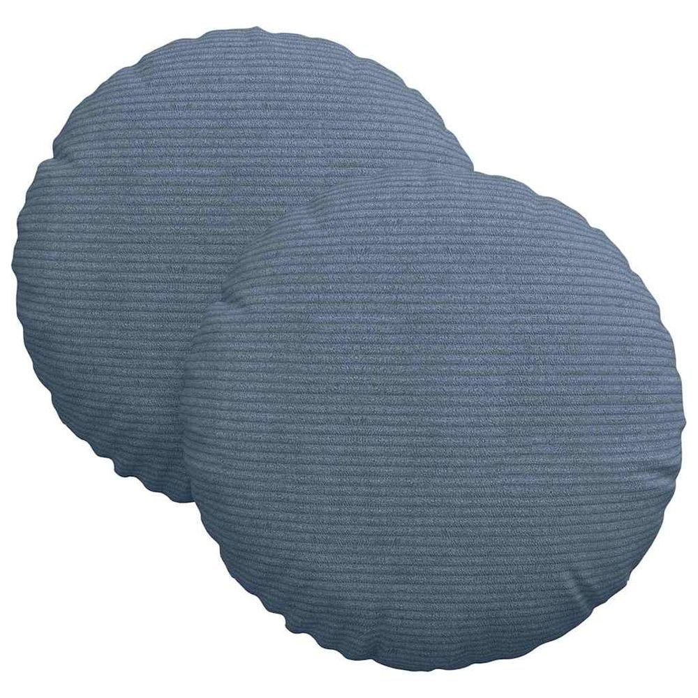 Coussins de siège 2 pc tissu en velours côtelé bleu ø30 x 13 cm