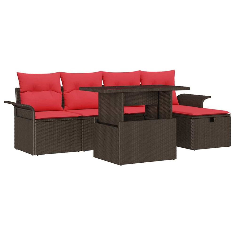 Ensemble de canapé de jardin 6 pc marron polyrotin