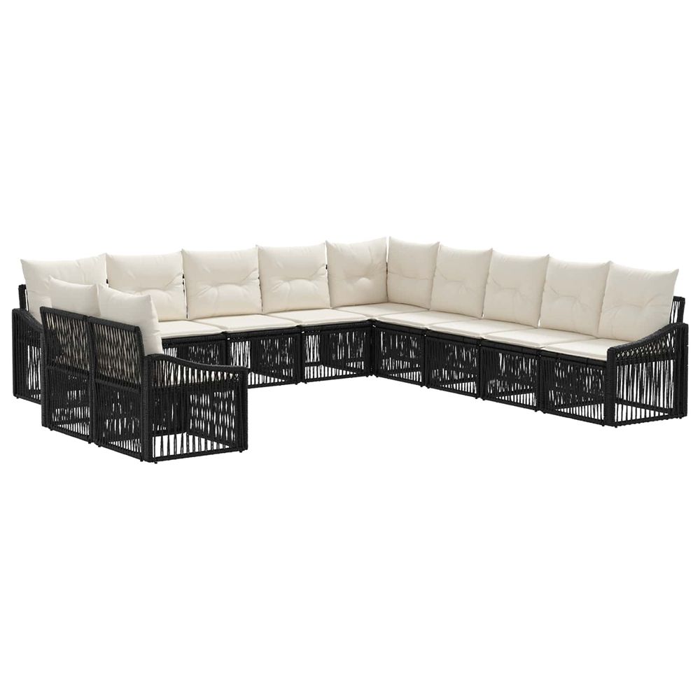 Ensemble de canapé de jardin 11 pc noir polyrotin