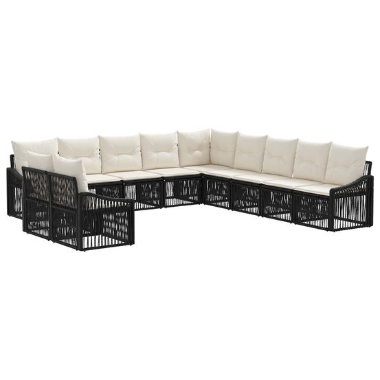 Ensemble de canapé de jardin 11 pc noir polyrotin