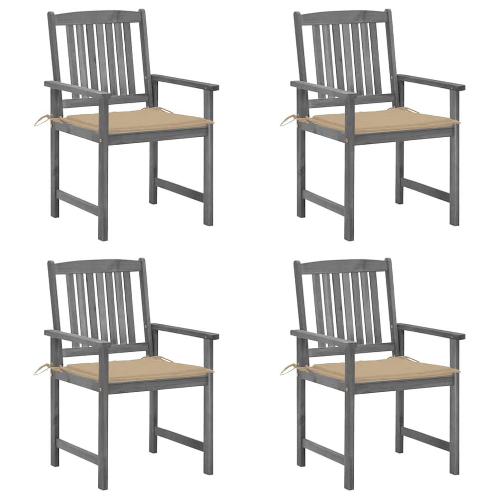 Chaises de jardin et coussins lot de 4 gris bois acacia massif