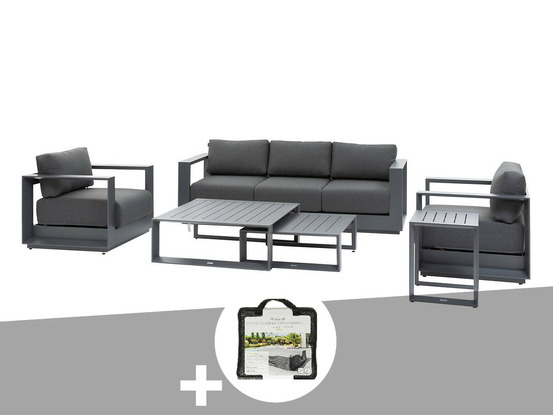 Salon de jardin en aluminium allure graphite 5 places + housse de protection