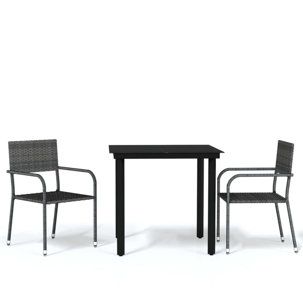 Ensemble à manger de jardin 3 pcs gris