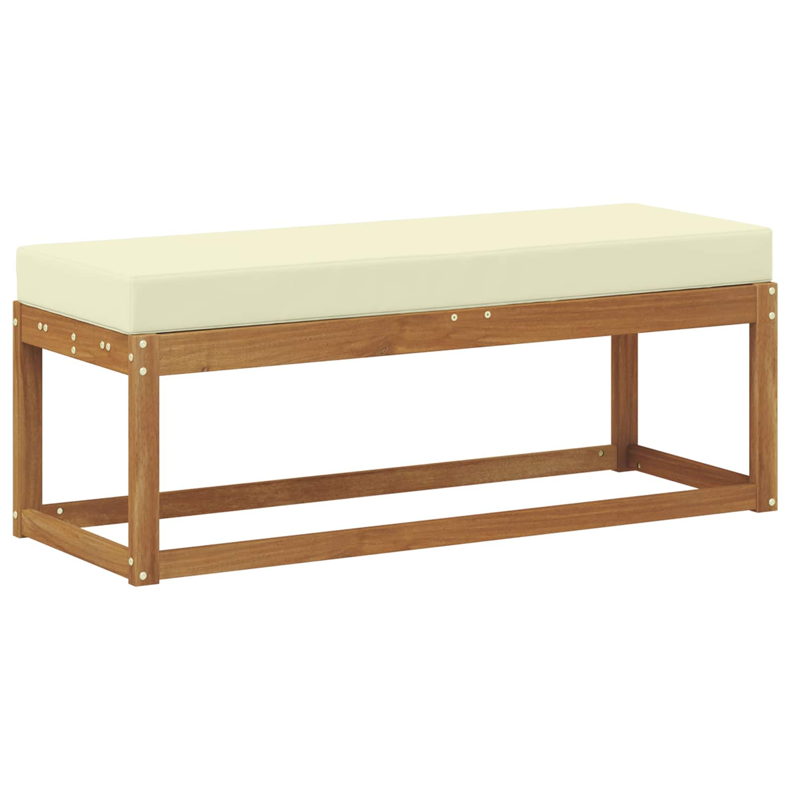 Banc de jardin avec coussin naturel et crème 115 x 43 x 45 cm