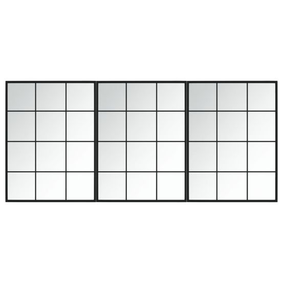 Miroirs muraux 3 pcs noir 80x60 cm métal