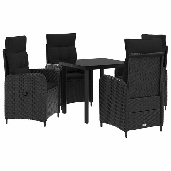 Ensemble de tables basses avec coussin avec oreiller 5 pcs noir