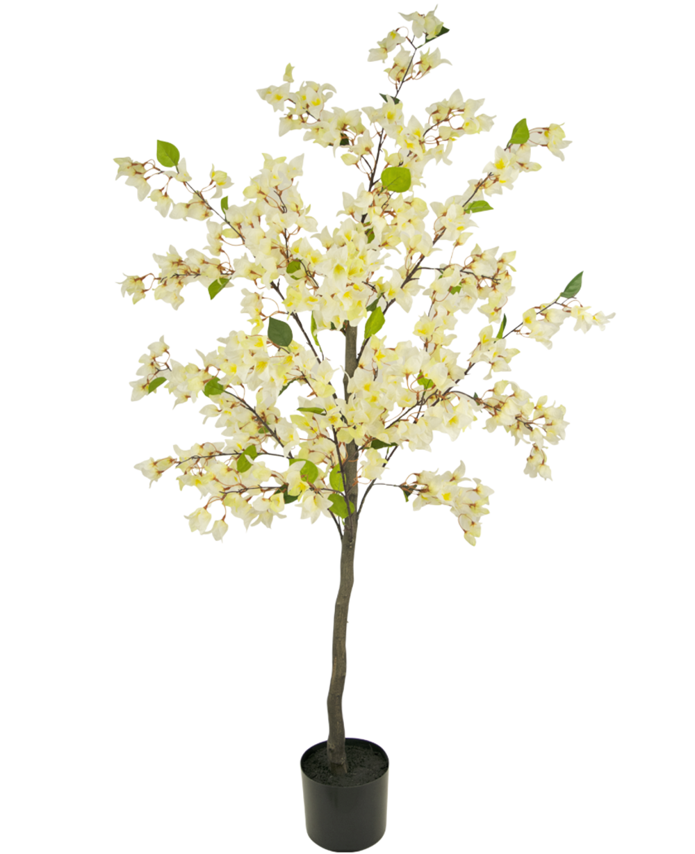 Arbre artificiel fleuri Bougainvillier - plante d'intérieur - H.180cm blanc