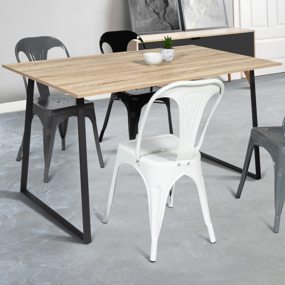 Table à manger rectangle rosalie 8 personnes design industriel 150 cm