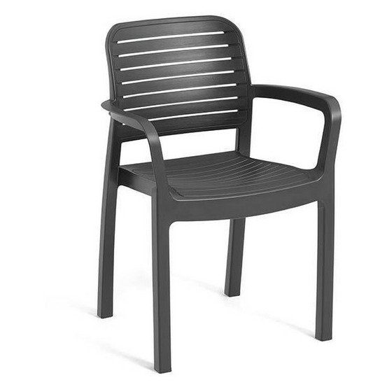 Allibert by keter - chloe - lot de 6 fauteuils de jardin - en résine aspect rotin tressé - gris graphite