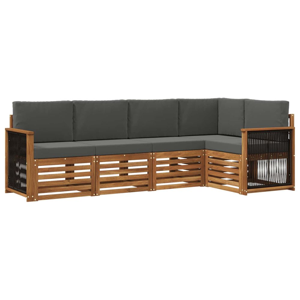 Ensemble de canapés d'extérieur 4 pc naturel et anthracite