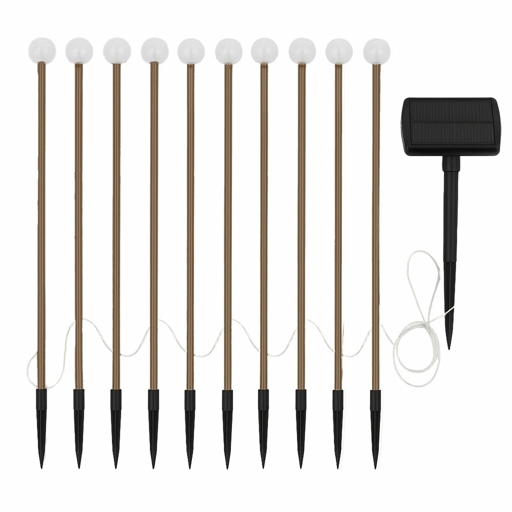 Lot de 10 boules solaires à piquer lolly transparent plastique et métal h40cm