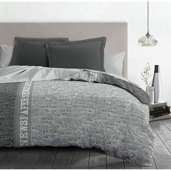 Parure de couette microfibre - gris - 220 x 240 cm