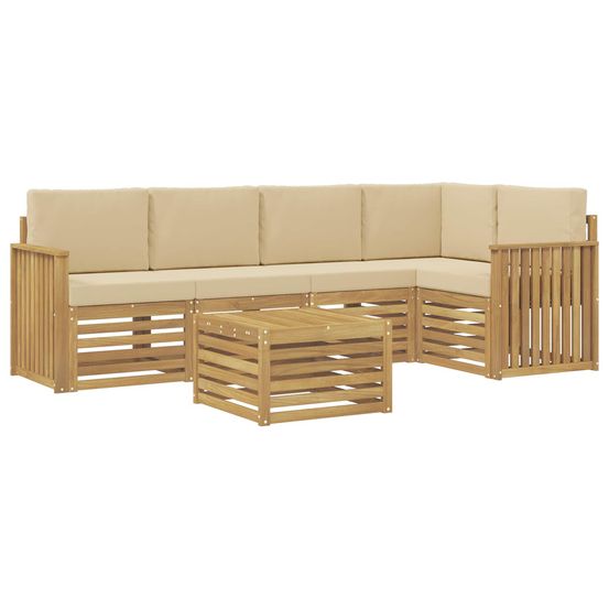 Ensemble de canapés d'extérieur 6 pc blanc et beige polyester