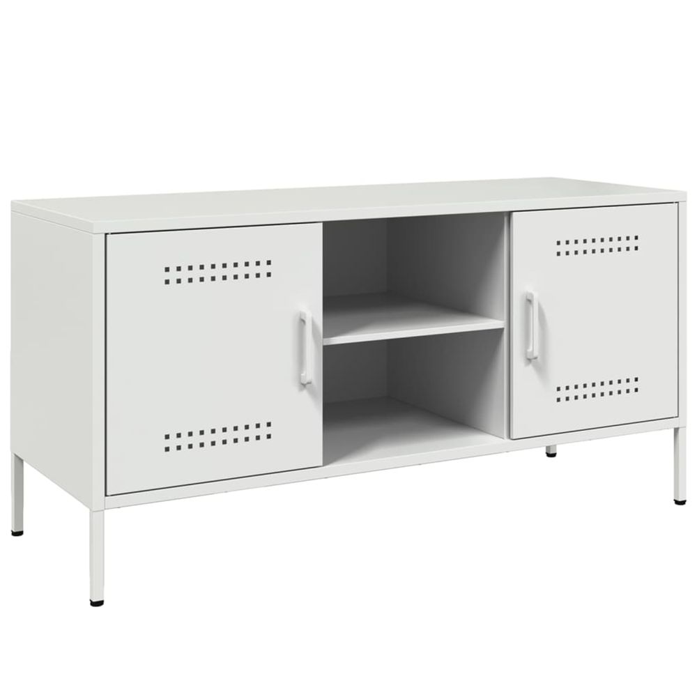 Meuble tv blanc 100,5x39x50,5 cm acier