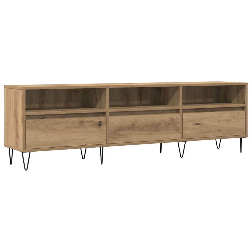 Meuble tv chêne artisanal 150x30x44,5 cm bois d'ingénierie