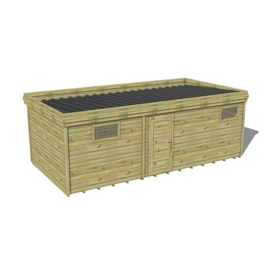 Abri de jardin bois pin traité autoclave 27mm - 7,39x3,44m / 25m2 - bac acier - plancher bois