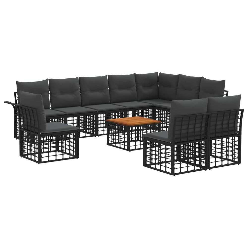 Ensemble de canapés d'extérieur 11 pc noir et gris foncé