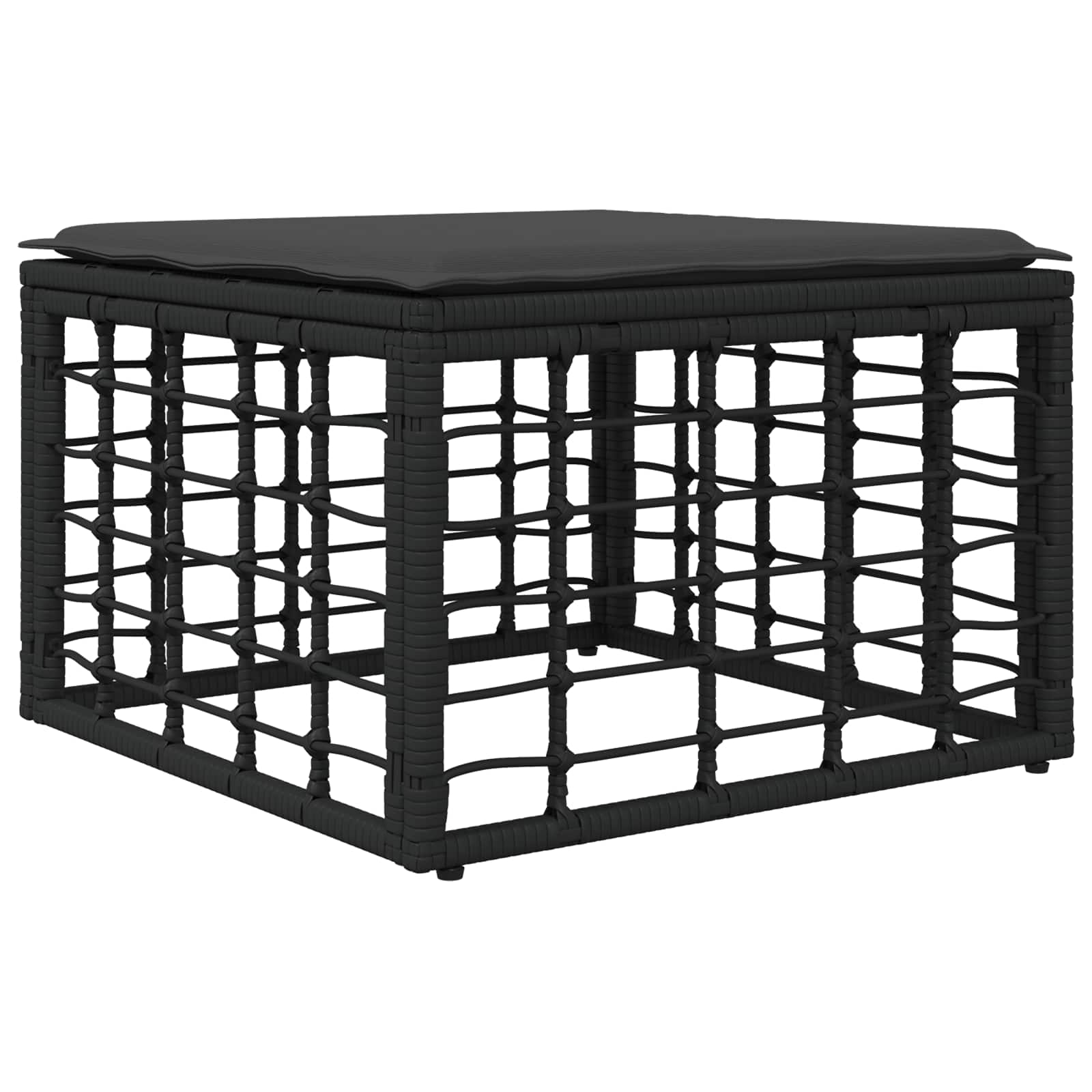 Pouf de jardin noir polyrotin