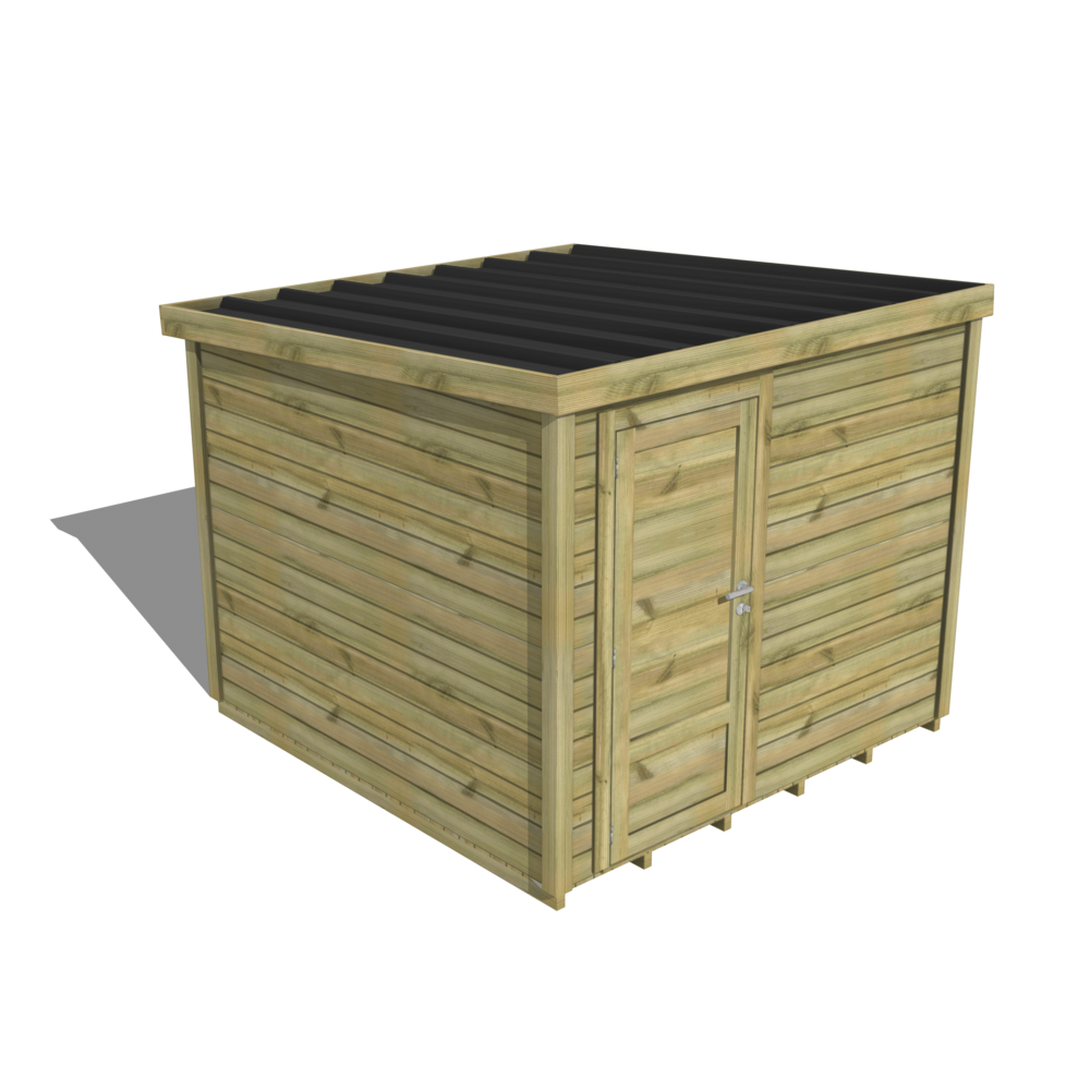 Abri de jardin bois pin traité autoclave 27mm - essentiel - 2,64x2,64m / 7m2 - bac acier - plancher bois