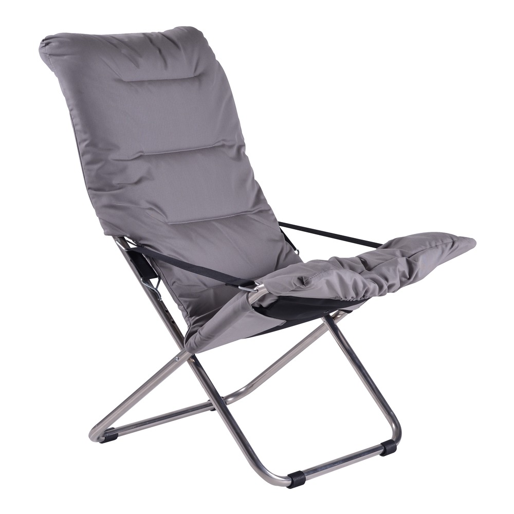 Fauteuil relax - Fiesta soft - alu. brut, oléfine Blanc-noir - L.86/99xl.62xH.89/105cm