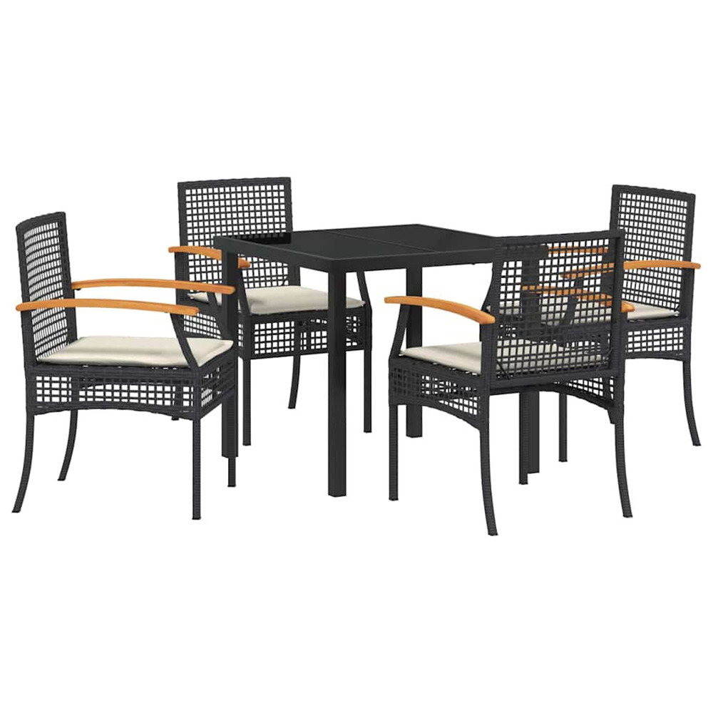 Ensemble de salle à manger pour jardin 5 pcs noir polyrotin
